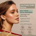 All in One Tinted Moisturizer SPF 50+ offering hydration, sun protection, and a radiant, flawless finish.