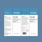 Scar gel applied to skin for fading scars and improving skin texture.