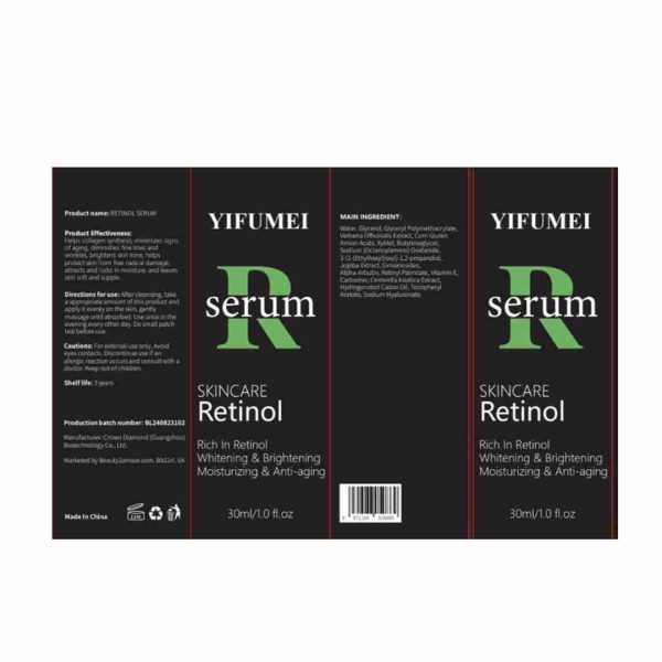Retinol serum applied to skin for anti-aging, smoother texture, and brighter complexion.