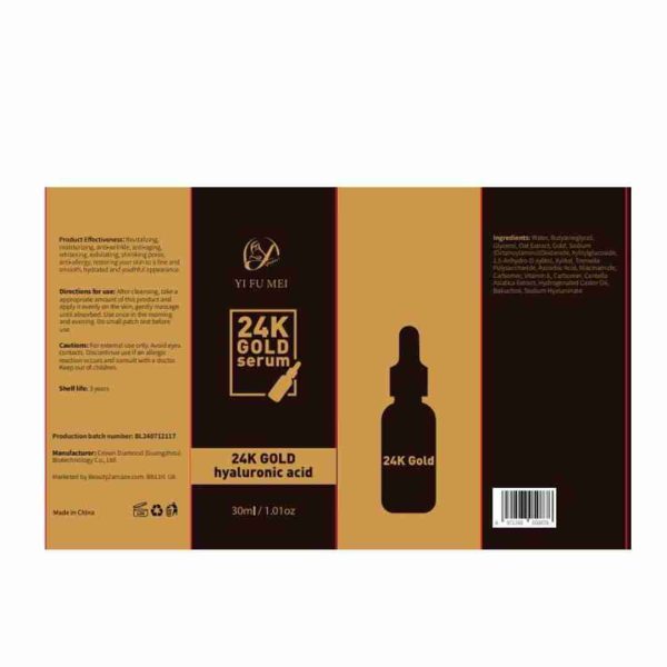 24K Gold Serum applied to the skin for a radiant, youthful glow and anti-aging benefits.