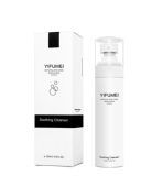 Bottle of soothing cleanser with gentle ingredients.