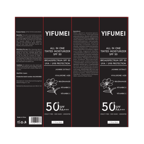All in One Tinted Moisturizer SPF 50 with vitamin C, turmeric, and peptides for sun protection, hydration, and a flawless finish.